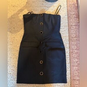 Veronica Beard Navy Strapless Dress with Gold Accents